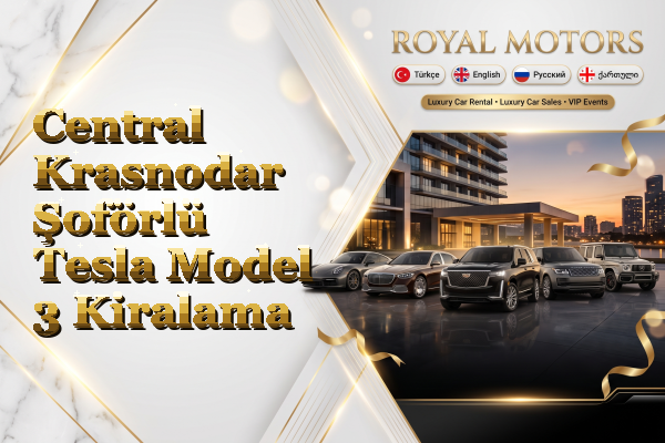 Central Krasnodar Şoförlü Tesla Model 3 Kiralama